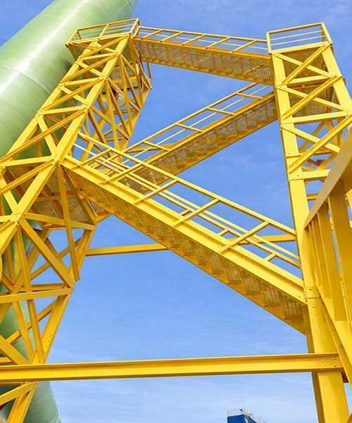 Industrial FRP and polyurethane PU composite products for infrastructure and processing environments, including gratings, profiles, and structural supports.